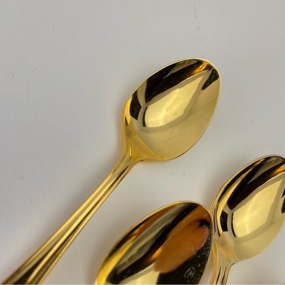 Retroneu Japan 24 k gold plated Spoons desert/appetizer Christmas Holly Design - Picture 5 of 14
